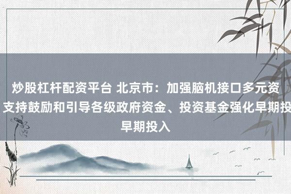 炒股杠杆配资平台 北京市：加强脑机接口多元资金 支持鼓励和引导各级政府资金、投资基金强化早期投入