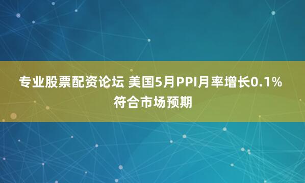 专业股票配资论坛 美国5月PPI月率增长0.1% 符合市场预期