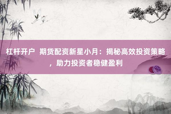 杠杆开户  期货配资新星小月：揭秘高效投资策略，助力投资者稳健盈利