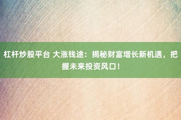 杠杆炒股平台 大涨钱途：揭秘财富增长新机遇，把握未来投资风口！