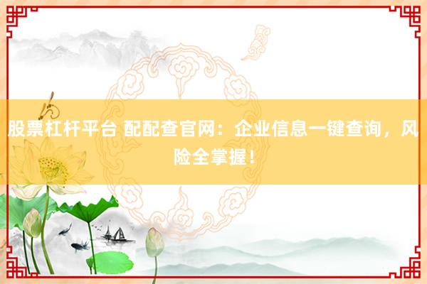 股票杠杆平台 配配查官网：企业信息一键查询，风险全掌握！