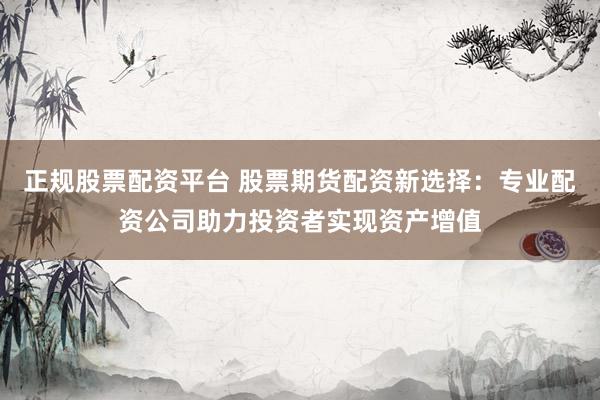 正规股票配资平台 股票期货配资新选择：专业配资公司助力投资者实现资产增值