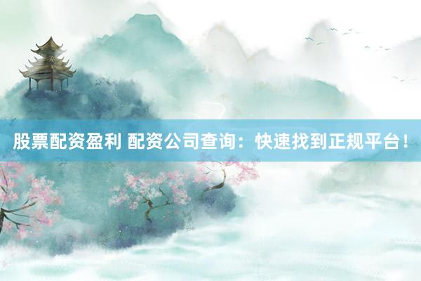 股票配资盈利 配资公司查询：快速找到正规平台！