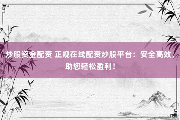 炒股资金配资 正规在线配资炒股平台：安全高效，助您轻松盈利！
