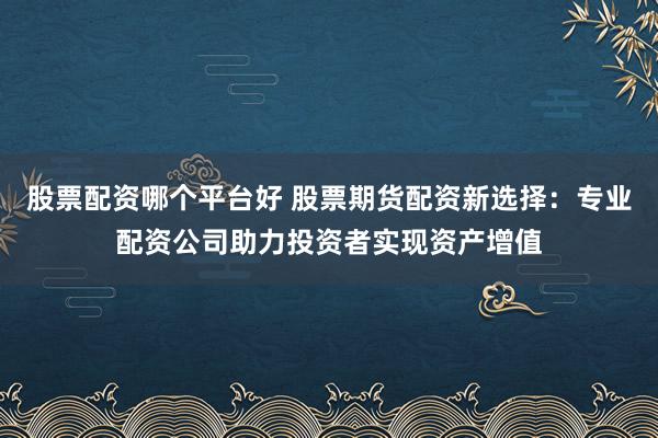 股票配资哪个平台好 股票期货配资新选择:专业配资公司助力投资者实现资产增值