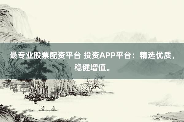 最专业股票配资平台 投资APP平台：精选优质，稳健增值。