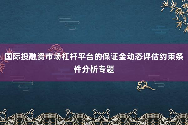 国际投融资市场杠杆平台的保证金动态评估约束条件分析专题