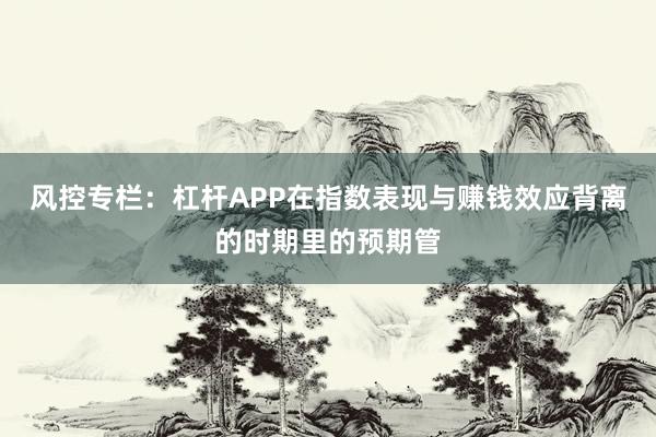 风控专栏：杠杆APP在指数表现与赚钱效应背离的时期里的预期管