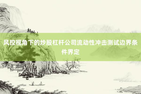风控视角下的炒股杠杆公司流动性冲击测试边界条件界定