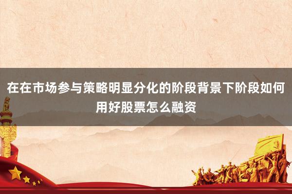 在在市场参与策略明显分化的阶段背景下阶段如何用好股票怎么融资