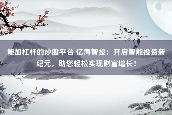 能加杠杆的炒股平台 亿海智投：开启智能投资新纪元，助您轻松实现财富增长！