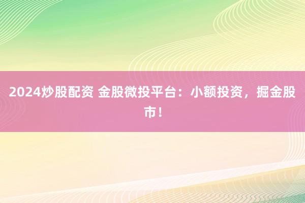 2024炒股配资 金股微投平台：小额投资，掘金股市！