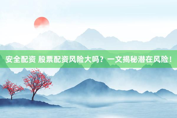 安全配资 股票配资风险大吗?一文揭秘潜在风险!