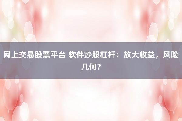 网上交易股票平台 软件炒股杠杆：放大收益，风险几何？